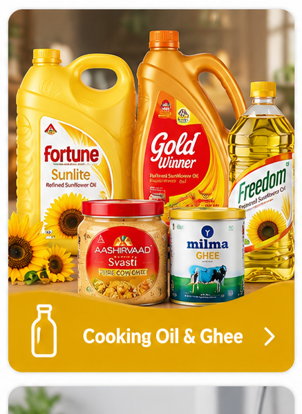 Cooking oil and ghee branded grocery products